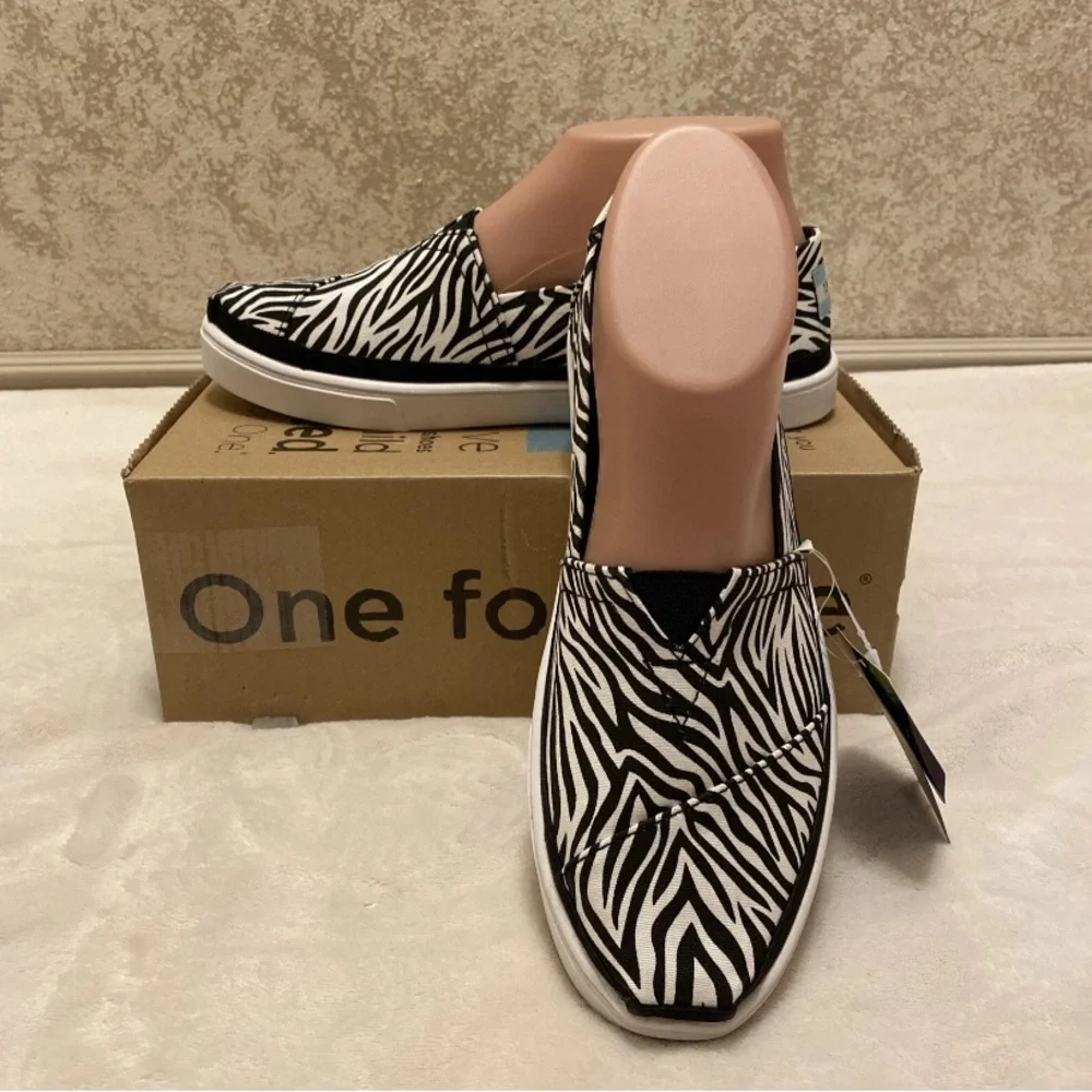 Toms Black and White Zebra Print Sneakers
